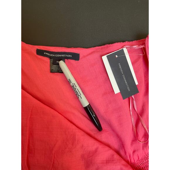 NWT French Connection One Shoulder Cinched Waist Blouse Women's Size XS Pink - Picture 3 of 4